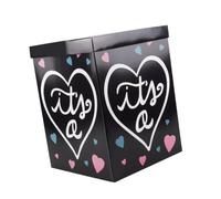 SAFIGLE Boîte de Fête Pliable en Papier Épais Noire pour Révélation du Genre Garçon ou Fille Décoration Shower Rangement Ballon pour Anniversaire Bébé Présent Fête Révélateur Genre