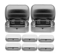 SAFIGLE Boîtes à Bonbons Rectangulaires En Fer-blanc Argenté 8 Pcs Couvercle Articulé Petite Taille Métal Solide Pour Rangement Bureau Voyage