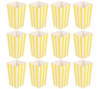 SAFIGLE Boîtes à popcorn décoratives en papier jaune 12pcs pour snacks et biscuits, contenants pour fêtes maison