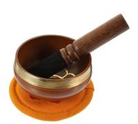 SAFIGLE Bol Chantant Tibétain Set Complet en Cuivre Orange avec Maillet et Coussin, Instrument de Prière pour Relaxation et Attention pour Yoga