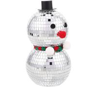 SAFIGLE Bonhomme de Neige Disco Réfléchissant Argenté en Verre et Écume, Décoration Festive de Table pour Cheminée et Fêtes d'hiver