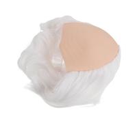 SAFIGLE Bonnet Chauve Blanc avec Cheveux Côtés, Postiche Confortable en Fil Haute Température, Entretien Facile pour Usage Quotidien ou Poisson D'avril