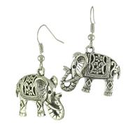 SAFIGLE Boucles D'oreilles En Argenté Tibétain Vintage D'éléphant Creuses Pendantes Pour Femmes, Style Rétro, Légères Et Adaptées Aux Fêtes Et Usage Quotidien