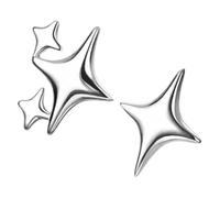 SAFIGLE Boucles D'oreilles Étoiles Asymétriques En Alliage Blanc Platine, Légères Et Délicates, Pour Femmes, Fête Et Usage Quotidien, Design Original Quatre Branches