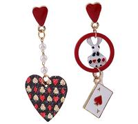 SAFIGLE Boucles D'oreilles Pendantes Asymétriques Cœur Et Lapin En Acier Argenté Pour Femmes, Bijoux Fantaisie Légers, Pour Fêtes Et Usage Quotidien,