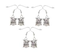 SAFIGLE Boucles D'oreilles Tambour En Alliage Métal, Bijoux D'oreilles à La Mode Pour Femmes, Lot De 3 Set De Paires, Accessoires Festival De Musique, Design Instrument De Musique