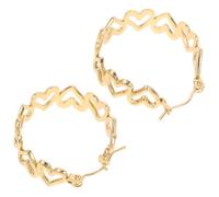 SAFIGLE Boucles Oreilles Créoles Acier Doré Et Modernes Élégantes Boucles Avec Design Forme De Cœur Parfaites Pour Oreilles Sensibles