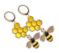 SAFIGLE Boucles Oreilles Pendantes Abeille et Ruche pour Femmes Bijoux Oreille Mode avec Pendentif Nid Abeille Design Chic et Original