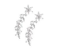 SAFIGLE Boucles Oreilles Rampantes Et Fleur Scintillante Blanc Boucles Grimpeuses Élégantes Pour Femmes Bijoux Minimalistes Non Percés Pour Cérémonie Et Fête