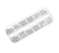 SAFIGLE Boules D'acier Nail Art Décoration De Manucure 12 Compartiments Alliage De Zinc Argenté Pour Soirée Fête Représentation Scène