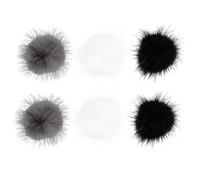 SAFIGLE Boules Décoratives pour Ongles Pompon 6 Pièces Noir Blanc Gris, Petites Fournitures Manucure Pompons Pelucheux, Accessoire Nail Art Diy, Décoration Créative Ongles, Kit Beauté