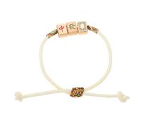 SAFIGLE Bracelet Élastique Mahjong Fil Tressé Feng Shui Pour Hommes Et Femmes Accessoire Style Chinois Beige
