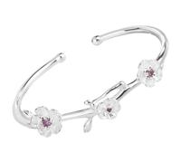 SAFIGLE Bracelet Jonc Ouvert pour Femme Réglable Zirconium Violet Design Fleur Bijoux Élégants pour Toutes Occasions