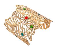 SAFIGLE Bracelet Manchette Ethnique Ouvert En Métal Ajustable Fleurs Et Feuilles, Bijoux De Brassard Pour Femmes, Accessoire De Bras Décoratif Unique