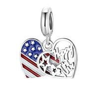 SAFIGLE Bracelet Pendentif Cœur Drapeau Américain Argent et Créatif Accessoire de Poignet pour Femme Cadeau Compact et Élégant