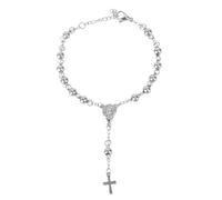 SAFIGLE Bracelet Perles Bouddhistes Acier Inoxydable avec Croix Bracelet de Rosary pour Style Décontracté et Élégant Décoration pour Poignet Pours Fêtes