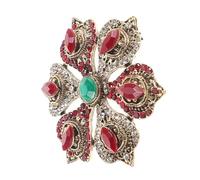 SAFIGLE Broche Baroque Pour Femme Design Lotus à Trésors Couleur Or-rouge Antique Accessoire Pour Robe Et Fête