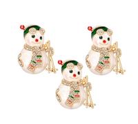 SAFIGLE Broche Bonhomme De Neige En Cristaux, Lot De 3 Épingles De Noël Pour Femmes, Accessoire Mode Hivernal, Décoration Festive, Badge Flocon De Neige, Présent Fêtes