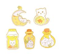 SAFIGLE Broche Chat Animal 5pcs Dessin Animé Alliage Pour Vêtements Et Paquet Présent Décoration Unique