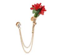 SAFIGLE Broche Fleur avec Chaîne Élégante pour Femme Épingle de Revers avec Pendentif Accessoire Chic pour Costume Cardigan Robe de Soirée Mariage et Événement Formel