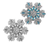SAFIGLE Broche Flocon de Neige 3D Rotative en Métal Argenté Lot de 2 Pièces Blanc et Bleu Épingle pour Manteau Écharpe et Robe Bijou de Noël Femme Accessoire Hiver Élégant et