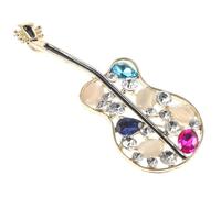 SAFIGLE Broche Guitare En Cristaux Et Perles Élégante En Métal Argenté, Épingle Pour Femmes, Accessoire Mode Pour Manteau Et Paquet, Décoration Vintage Et Festive