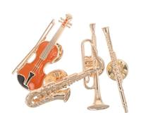 SAFIGLE Broche Musicale Vintage Lot de 4 Broches Instruments de Musique en Métal Guitare Saxophone Trompette Flûte pour Musiciens Festivals Fêtes Accessoires Vêtements