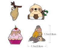 SAFIGLE Broche Paresseux Cartoon 4 Pièces Alliage Solide Épingle Ornement Décorative Femme Fête Tenue Présent