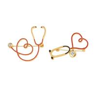 SAFIGLE Broche Stéthoscope en Alliage Cœur Ornée de Cristaux, Lot de 2 Épinglettes Décoratives pour Infirmières et Médecins, Accessoire Médical Féminin pour Tenue Professionnelle