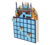 SAFIGLE Calendrier Créatif du Festival du Ramadan en Bois Bleu avec Lumière LED, Décoration Polyvalente pour Aïd Moubarak et Salle de Séjour, Lot de 2 Pièces