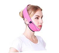 SAFIGLE Ceinture de Visage Élastique Ajustable Lifting V Face Minceur Support Muscle Masséter et Double Menton Masque de Fermeté Rose