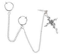 SAFIGLE Clip D’oreille Unisexe en Alliage Argenté Créatif, Boucles D’oreilles sans Trou, Décoration Croix Dark Gothique, Accessoire Léger pour Oreilles Sensibles, Bijou Original pour