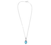 SAFIGLE Collier Pendentif Femme en Topaze Naturelle Forme Goutte D'eau Bleu Ciel, Ensemble Chaîne Croix Plaqué 18k sans Nickel ni Plomb, Bijou Présent Noël Fête Anniversaire
