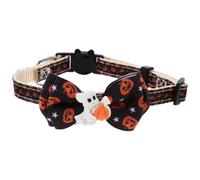 SAFIGLE Collier pour Chien et Lapin Réglable à Thème Halloween Décoration Citrouille et Fantôme en Polyester pour Fête et Extérieur, Tour de Cou 18-32cm