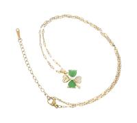 SAFIGLE Collier Trèfle à 4 Feuilles Vert en Acier Titane pour Femmes | Pendentif Shamrock, Style Délicat et Simple, Usage Quotidien ou Mariage