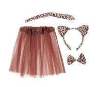 SAFIGLE Costume Léopard Garçon Fille avec Bandeau Oreilles Jupe Queue et Noeud Accessoires Cosplay et Unique pour Fête Carnaval