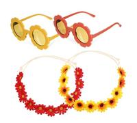 SAFIGLE Couronne de Fleurs avec Lunettes de Soleil Accessoire de Tête Bohémien pour Plage Mariage et Festivals