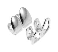 SAFIGLE Couronnes dentaires hip-hop argentées en cuivre avec design double cavité, accessoires pour cosplay et fêtes, bijou métal pour prothèses, 1 paire