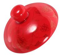 SAFIGLE Couvercle de Tasse à Thé en Céramique Double Couche, Décor Feuille Rouge Doré, Couvercle de Rechange pour Théière, Accessoire Maison pour Maintien Chaleur et Protection