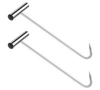 SAFIGLE Crochet de Levage Robuste en Acier Inoxydable T 30 Cm pour Plaque D'égout et Couvercle de Four, Outil Polyvalent Industriel Solide Argenté, Lot de 2 Pièces