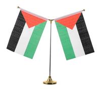 SAFIGLE Drapeau Palestine de Bureau avec Support Y Acier Inoxydable Drapeaux Polyester Petit Format pour Décoration de Table et Salle de Réunion