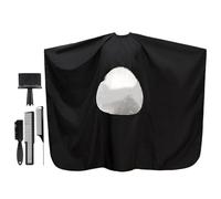 SAFIGLE Ensemble Coiffure 5 Pièces Noir Cape Imperméable Polyester, Brosse à Barbe, Peigne Coiffant et Peigne Queue Effilée, Tablier Ajustable pour Salon de Coiffure et Usage