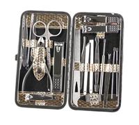 SAFIGLE Ensemble de Manucure 19 Pièces Multifonctions Couleur Or Kit Complet pour Soins des Ongles et Pédicure Outils de Manucure Portables pour Homme et Femme Usage Professionnel et