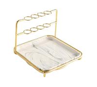 SAFIGLE Étagère à Cosmétiques En Fer Forgé Petite Taille Support De Rangement Pour Maquillage Et Pinceaux Bureau Salle De Bain Plateau Gris Marbré