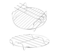 SAFIGLE Étagère de Cuisson Ronde en Acier Inoxydable 2 Pièces pour Friteuse à Air Chaud, Résistance Haute Température et Surface Lisse, pour Barbecue et Vapeur