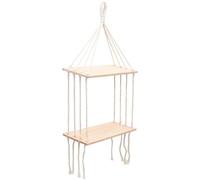 SAFIGLE Étagère Murale Corde de Coton Naturelle Rangement Suspendu Décoratif à Deux Niveaux Support Mural Corde Tissée pour Salon et Bureau Style Bohème