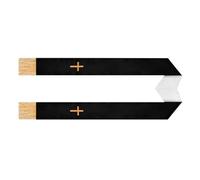 SAFIGLE Étole de Mariage Brodée Double Face Croix Châle de Prêtre 135 CM Noir et Blanc Pompons Décoratifs Étole Clergé pour Cérémonies Religieuses et Mariages