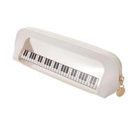 SAFIGLE Étui à Crayons Musical Transparent en PVC Blanc Protection Étanche et Design Unique Touches de Piano pour Rangement Scolaire et Bureau