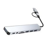 SAFIGLE Expandeur de Ports USB en Alliage d'aluminium, hub USB multiport argenté, Design Portable, Transfert et Lecture Rapide pour Ordinateur et Cartes /