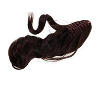 SAFIGLE Extensions De Queue De Cheval à Pinces Marron Foncé Extension De Cheveux Bouclée Unique Postiche Synthétique Pour Coiffage Facile